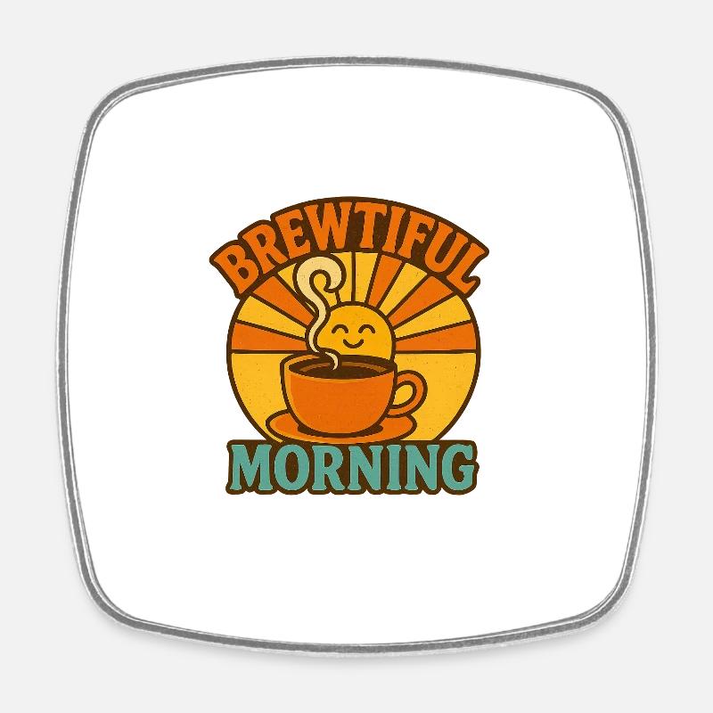 Brewtiful Morning - Square fridge magnet - white