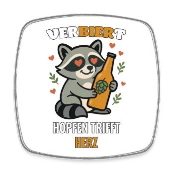 Chemise à la bière Verbiert – Hop Love & Raccoon - Magnet carré - blanc - Devant