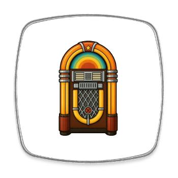 Retro radio art in colorful rainbow - Square fridge magnet - white - Front