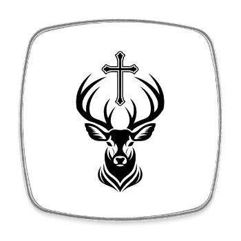 St. Hubertus – The Stag with the Cross - Viereckiger Kühlschrankmagnet - Weiß - Vorne