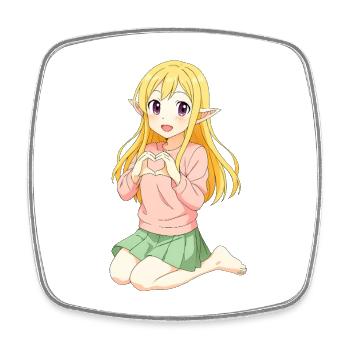 June, Heart Gesture of Cute Elf Girl Anime Style - Square fridge magnet - white - Front
