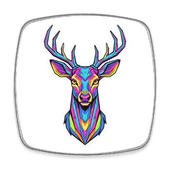Neon Geweih-Kunstwerk Hirsch - Viereckiger Kühlschrankmagnet - Weiß - Vorne