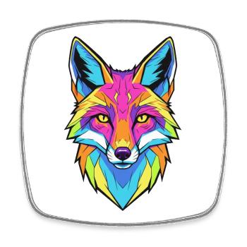 Buntes Wolfporträt mit geometrischem Stil - Viereckiger Kühlschrankmagnet - Weiß - Vorne