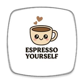 Niedliche Kaffee-Liebe-Illustration - Viereckiger Kühlschrankmagnet - Weiß - Vorne