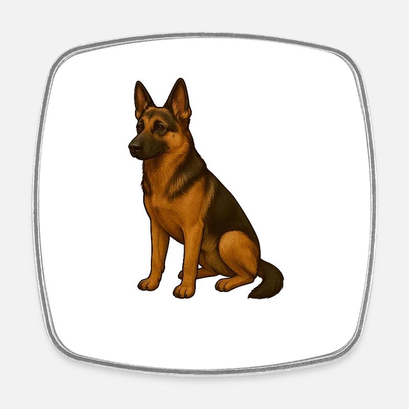 Elegant German Shepherd Print - Square fridge magnet - white