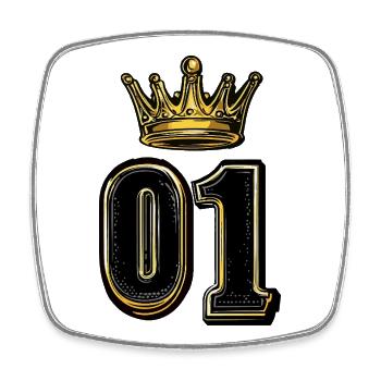 1 Number Crown - Square fridge magnet - white - Front