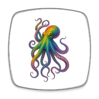 Colorful Rainbow Octopus Design - Square fridge magnet - white - Front