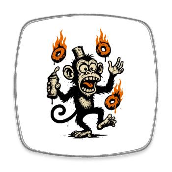 Fiery Monkey with Magic Talisman - Square fridge magnet - white - Front