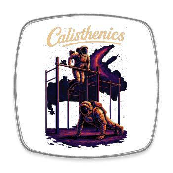 Gymnastique suédoise Astronaute Dips Pompes Cadeau - Magnet carré - blanc - Devant