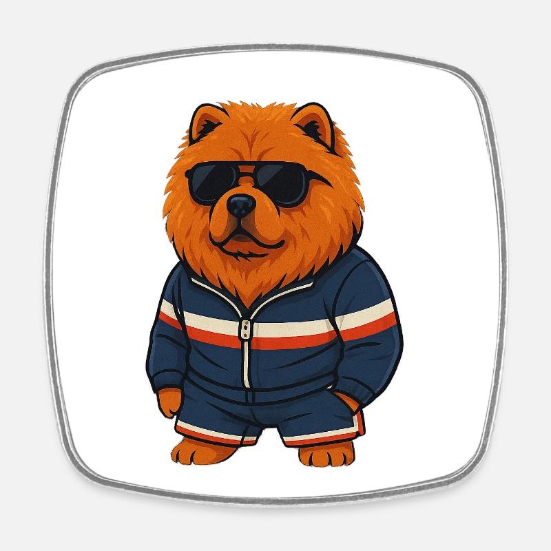 Cool bear with sunglasses and tracksuit - Square fridge magnet - white