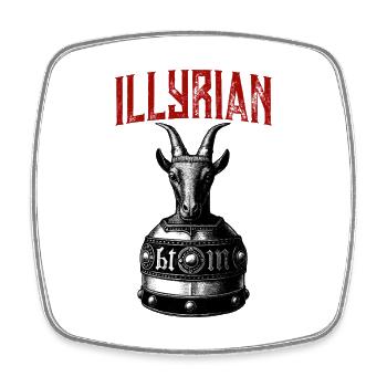 Illyrischer Erbehelm von Skanderbeg - Viereckiger Kühlschrankmagnet - Weiß - Vorne