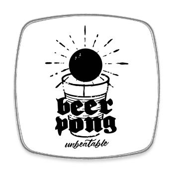 Beer Pong T-Shirt - Viereckiger Kühlschrankmagnet - Weiß - Vorne