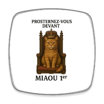 Chat Royal sur son Trône - Magnet carré - blanc - Devant