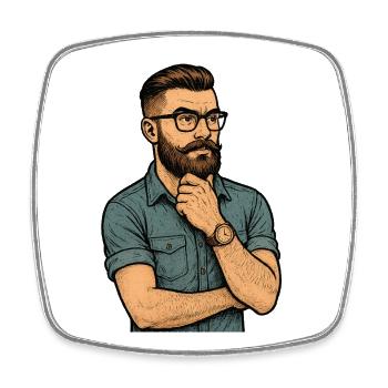 Porträt eines nachdenklichen Mannes mit Bart und Brille - Viereckiger Kühlschrankmagnet - Weiß - Vorne