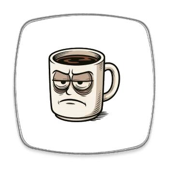 Kaffeetasse mit mürrischem Gesicht - Magnet carré - blanc - Devant