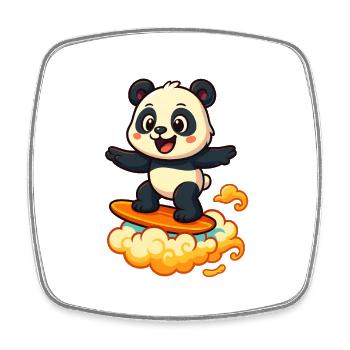 Panda Surfer cartoon Design - Square fridge magnet - white - Front