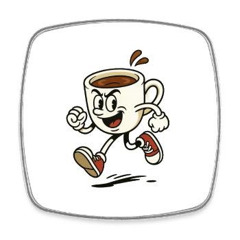 Tasse à café vibrante en cours de course - Magnet carré - blanc - Devant