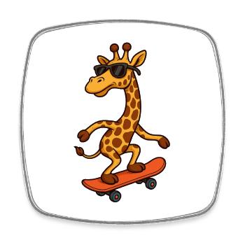 Girafe de skateboard élégante avec des lunettes de soleil - Magnet carré - blanc - Devant