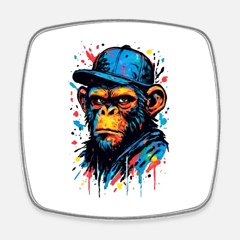 The Monkey Dance | StreetArt Affe - Viereckiger Kühlschrankmagnet - Weiß