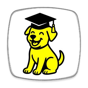 Bachelor Hund / Diplom Hund - Viereckiger Kühlschrankmagnet - Weiß - Vorne