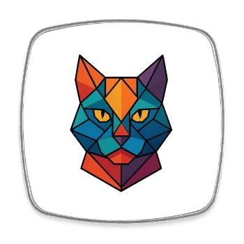 Cat | Cat Head Print / Print / Design - Square fridge magnet - white - Front