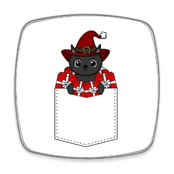 Katze Weihnachten  - Viereckiger Kühlschrankmagnet - Weiß - Vorne