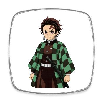 Hero Checkerboard Kimono Green Saber - Square fridge magnet - white - Front