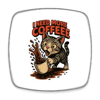 Kaffee Verlangen Katze Cartoon-Kaffee Katze Raserei - Viereckiger Kühlschrankmagnet - Weiß - Vorne