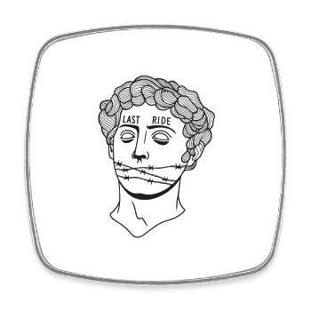 Last Ride Mask with Barbed Wire - Square fridge magnet - white - Front