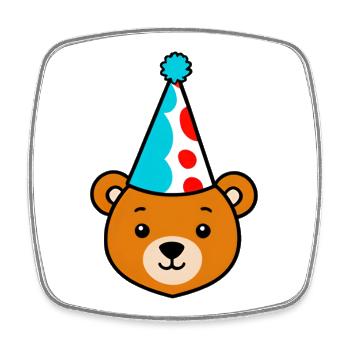 Party bear with colorful hat - Square fridge magnet - white - Front