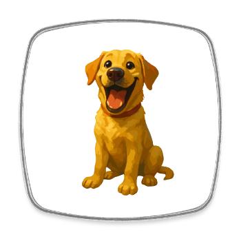 Labrador rieur – Motif de chien drôle - Magnet carré - blanc - Devant