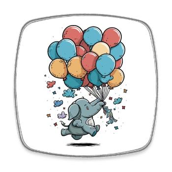 Ballon Elefant Fantasie - Viereckiger Kühlschrankmagnet - Weiß - Vorne