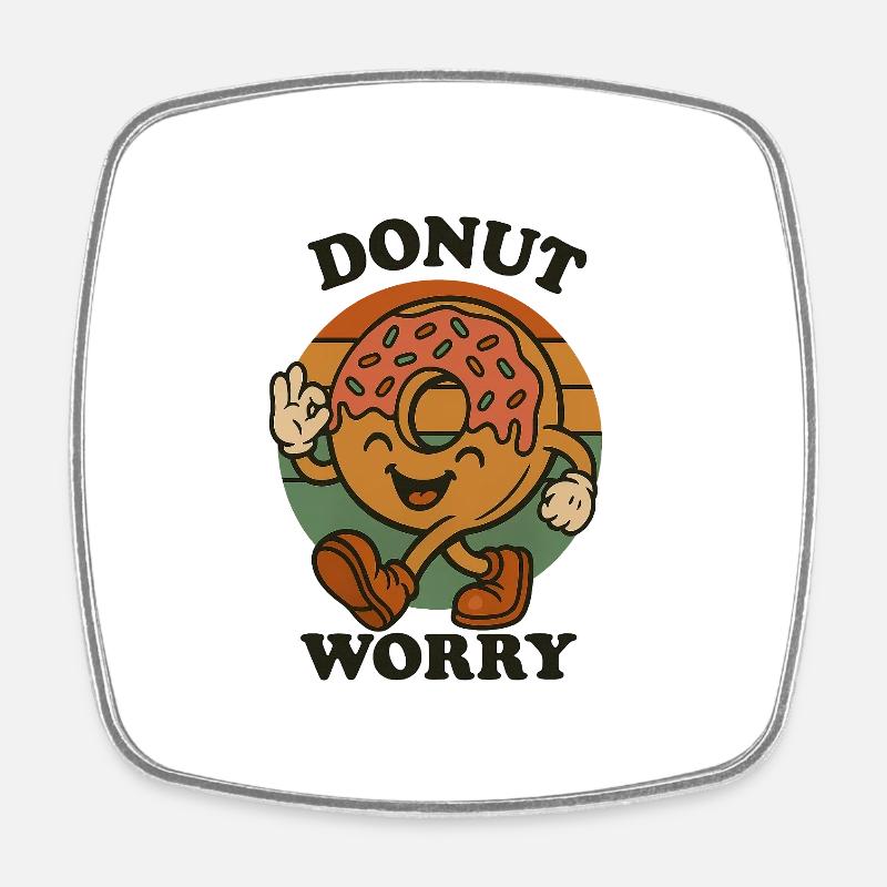 Dessin animé Donut Worry - Magnet carré - blanc