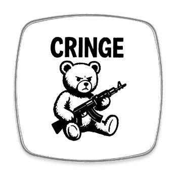 Cring Bär mit Gewehr - Viereckiger Kühlschrankmagnet - Weiß - Vorne
