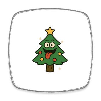 Funny Christmas tree with tongue - Square fridge magnet - white - Front