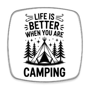 Camping Outdore Saying Camper - Viereckiger Kühlschrankmagnet - Weiß - Vorne
