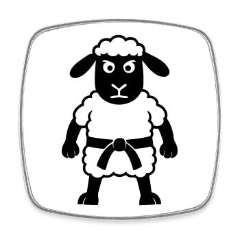 Karate Schaf - Viereckiger Kühlschrankmagnet - Weiß - Vorne