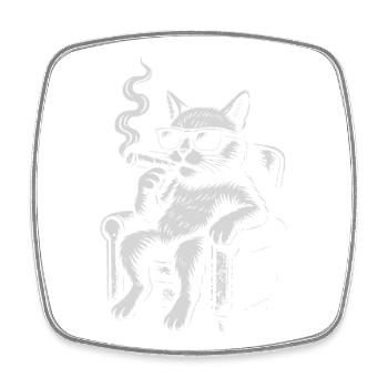 Coole Katzenliege mit Zigarre - Viereckiger Kühlschrankmagnet - Weiß - Vorne