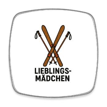 Favorite Girl Ski Design – Skiing Gift - Square fridge magnet - white - Front