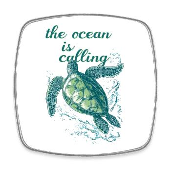 the ocean is calling - Meeresschildkröte - Viereckiger Kühlschrankmagnet - Weiß - Vorne