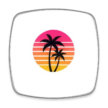 Sonnenuntergang Palmen Silhouette Retro - Viereckiger Kühlschrankmagnet - Weiß - Vorne