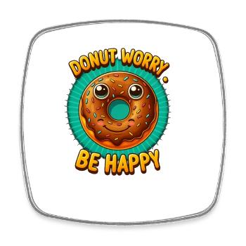 Donut Worry be happy  - Viereckiger Kühlschrankmagnet - Weiß - Vorne