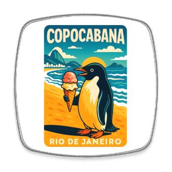 Copocabana Penguin Rio Poster - Square fridge magnet - white - Front