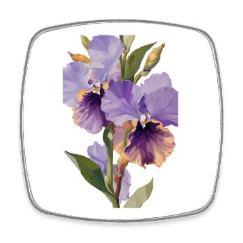 Purple Flowers - oil on canvas - Square fridge magnet - white - Front