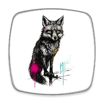 Art de la pulvérisation de loup dans la forêt - Magnet carré - blanc - Devant