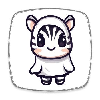 Zebra Halloween Geist - Viereckiger Kühlschrankmagnet - Weiß - Vorne