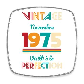 Anniversaire 50 ans - Vintage - Novembre 1975 - Magnet carré - blanc - Devant