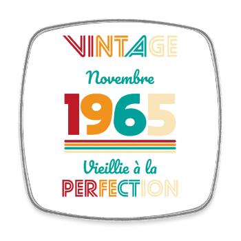 Anniversaire 60 ans - Vintage - Novembre 1965 - Magnet carré - blanc - Devant