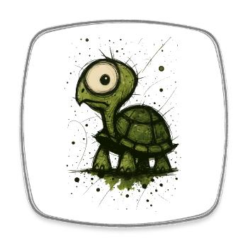 Lustige Schildkröte mit großen Augen – Comic Splash - Viereckiger Kühlschrankmagnet - Weiß - Vorne
