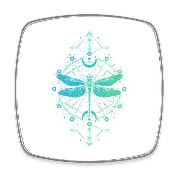 Astronomie - Libelle Mandala Türkisblau - Viereckiger Kühlschrankmagnet - Weiß - Vorne